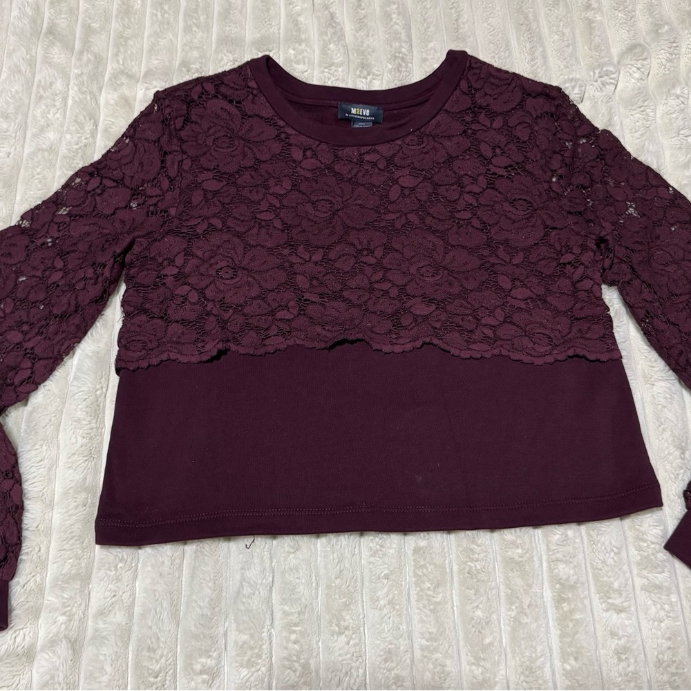 Anthropologie Plum Lace Sweatshirt - size small - Picture 3 of 12
